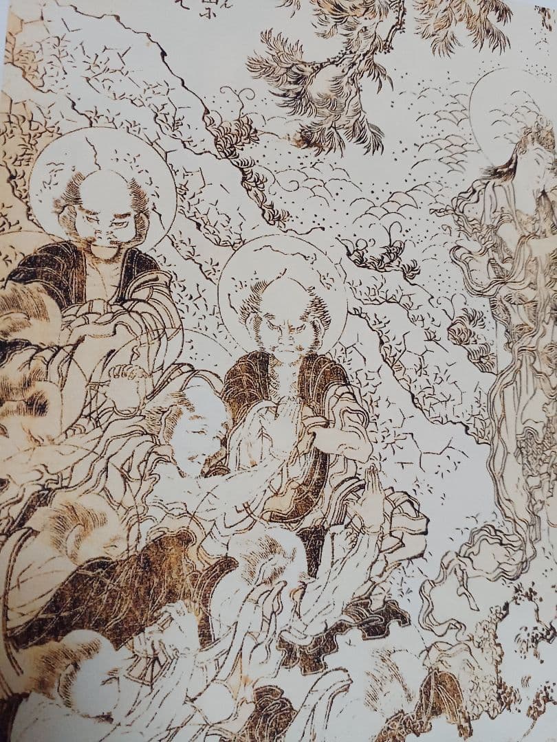 江戸屋の飾り絵　葛飾為斎の観音経画説14枚 　北斎の弟子　為斎の鬼作品を工芸復活