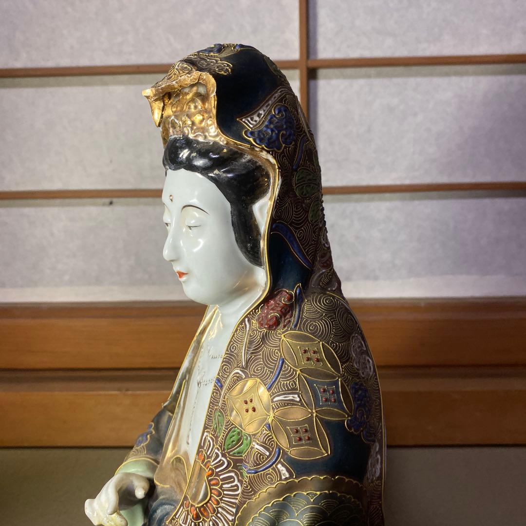 九谷焼　金蘭手観音図置物
