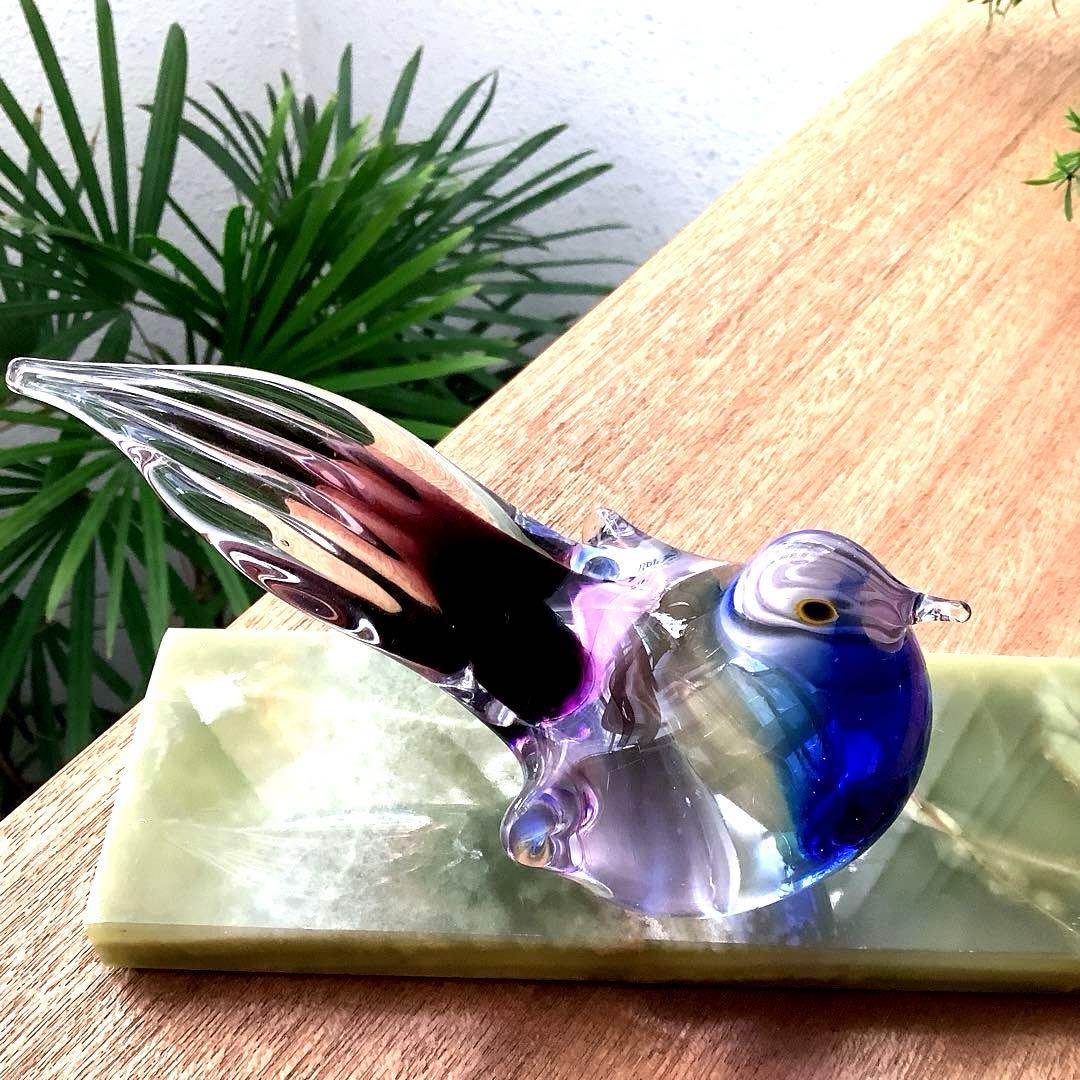 Malti Glass 【Love Birds/ラヴ　バード】台座付　ガラス工芸