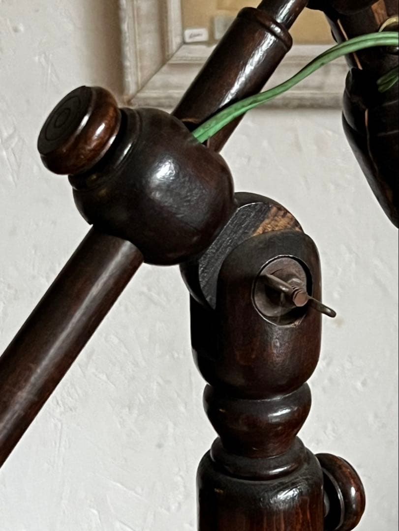 貴重！アンティークアーム木製のスタンドランプ　戦前スタンドライト　卓上ライト