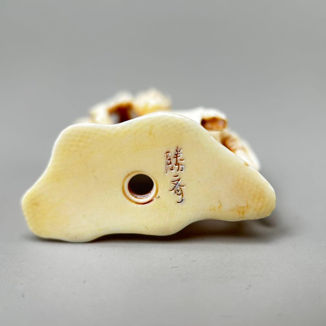 人形彫刻極上根付天然素材アンティーク骨董飾り物古美術置物細密細工