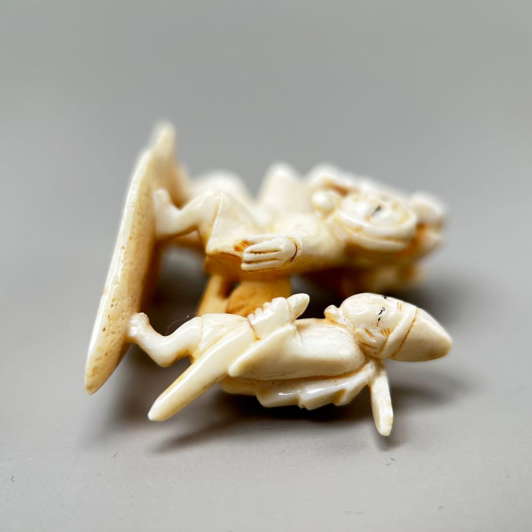 人形彫刻極上根付天然素材アンティーク骨董飾り物古美術置物細密細工