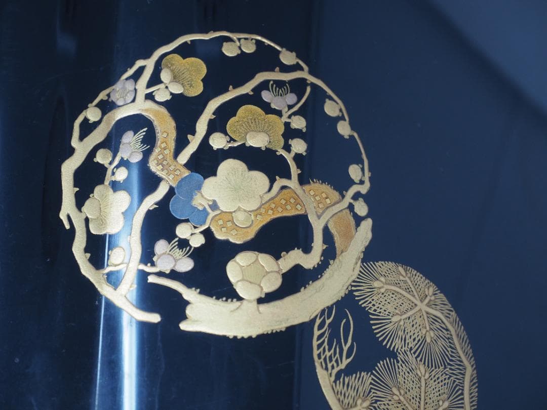 輪島塗　小型火鉢　漆塗り　金蒔絵　手あぶり火鉢