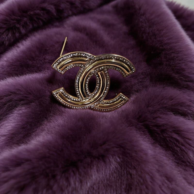 美品 ゴールド クリスタル ブローチ