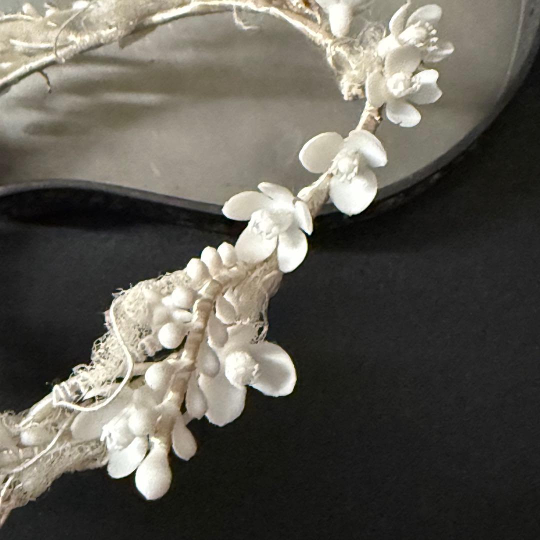 ワックスフラワーティアラ　マリアージュ　フランスアンティーク　花冠　ヘッドドレス