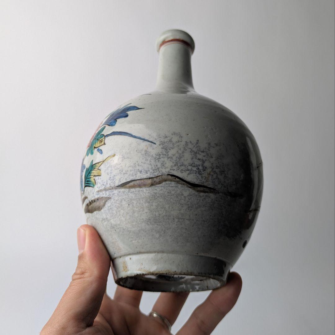 ひ*る様 古九谷 色絵 花鳥 徳利 酒器 花生 骨董 古美術 アンティーク