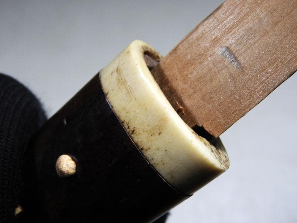 ●現状品 リメイクに 短刀拵え 合口拵 つなぎ入 黒檀 象骨素材 全長49㎝程度