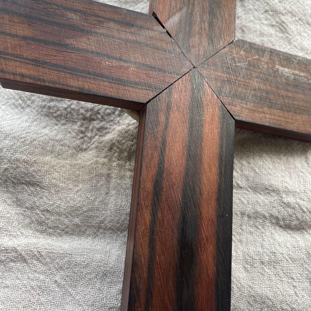 ブロカント　フランス　キリスト　磔刑　エボニー　十字架　壁掛け　真鍮　木製　黒檀