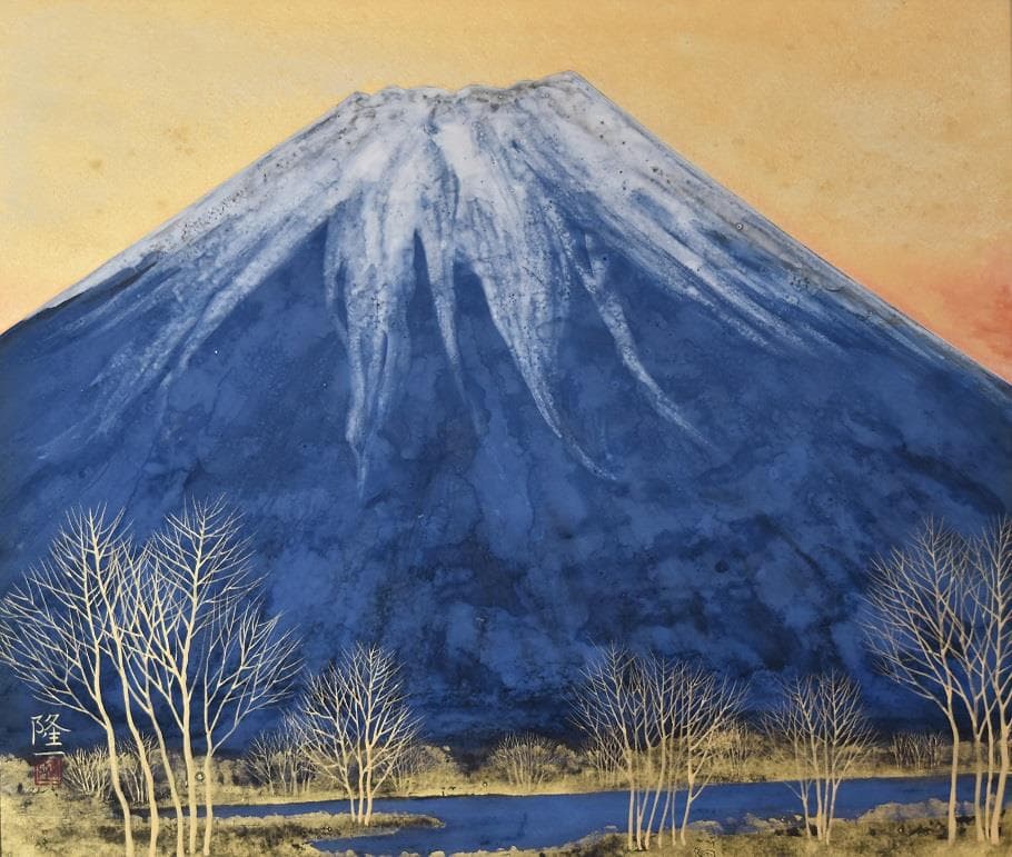 新春・初蔵出しセール・日本画　桝田　隆一画伯　群青富士10号　原画　真作保証