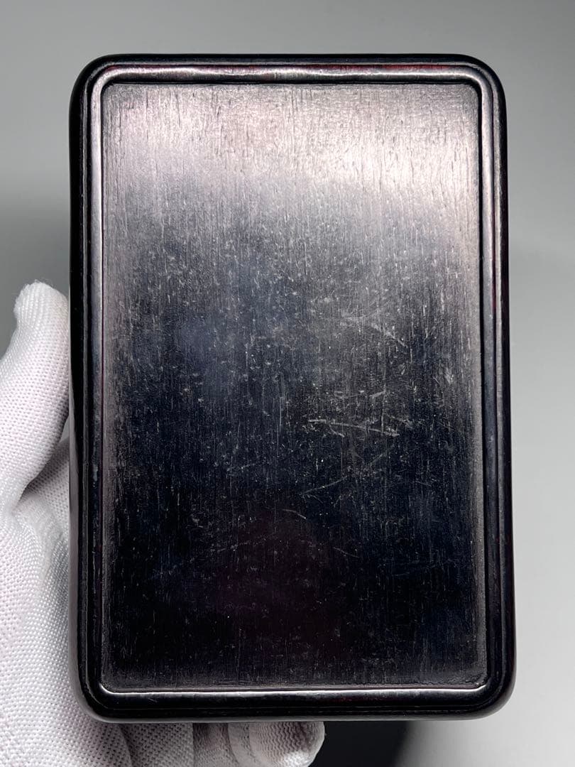 木製　小物入れ　香炉？　硯箱　龍紋　透彫　極細工　文房具　中国美術　唐木　黑檀