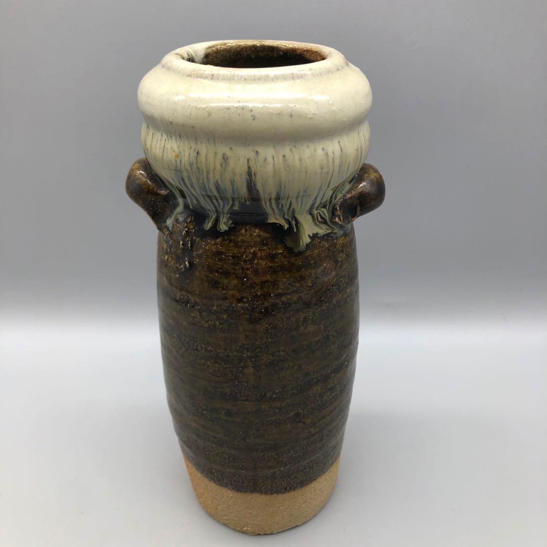 唐津焼朝鮮唐津花入耳付き双耳花瓶花生け華道茶道具ビンテージ伝統工芸骨董品