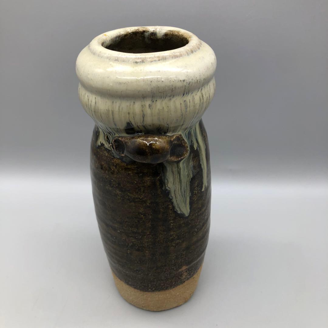 唐津焼朝鮮唐津花入耳付き双耳花瓶花生け華道茶道具ビンテージ伝統工芸骨董品