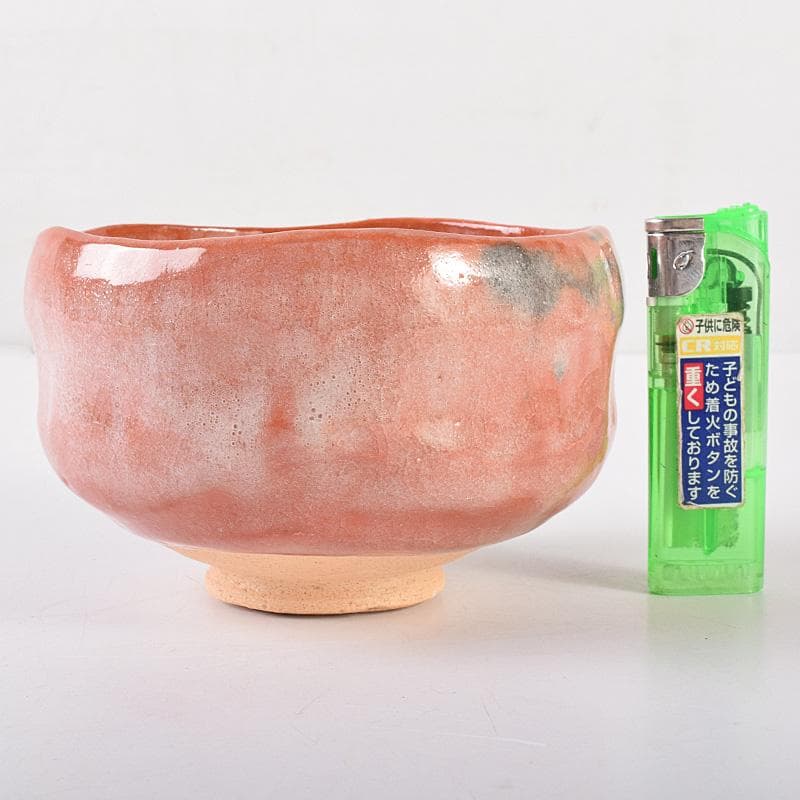 十四代　楽吉左衛門　覚入作　赤楽茶碗　銘「露霜」　即中斎極め箱　M　R8068