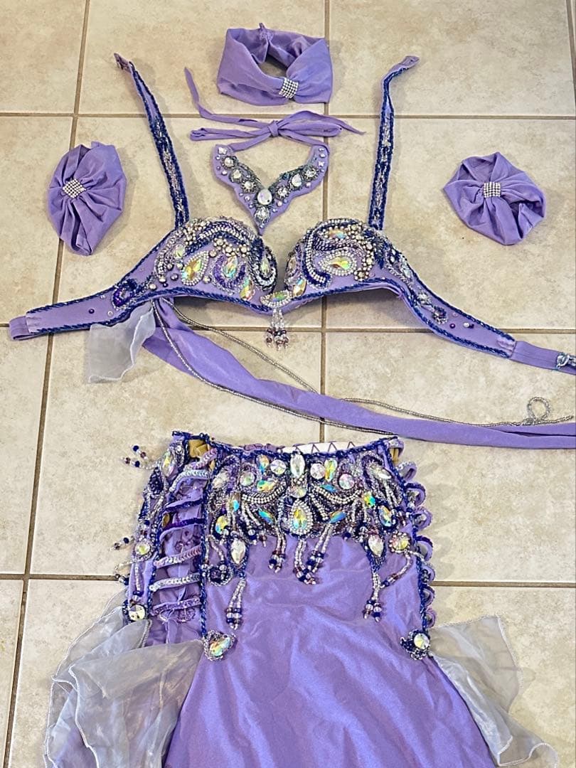 紫色のベリーダンス衣装セット