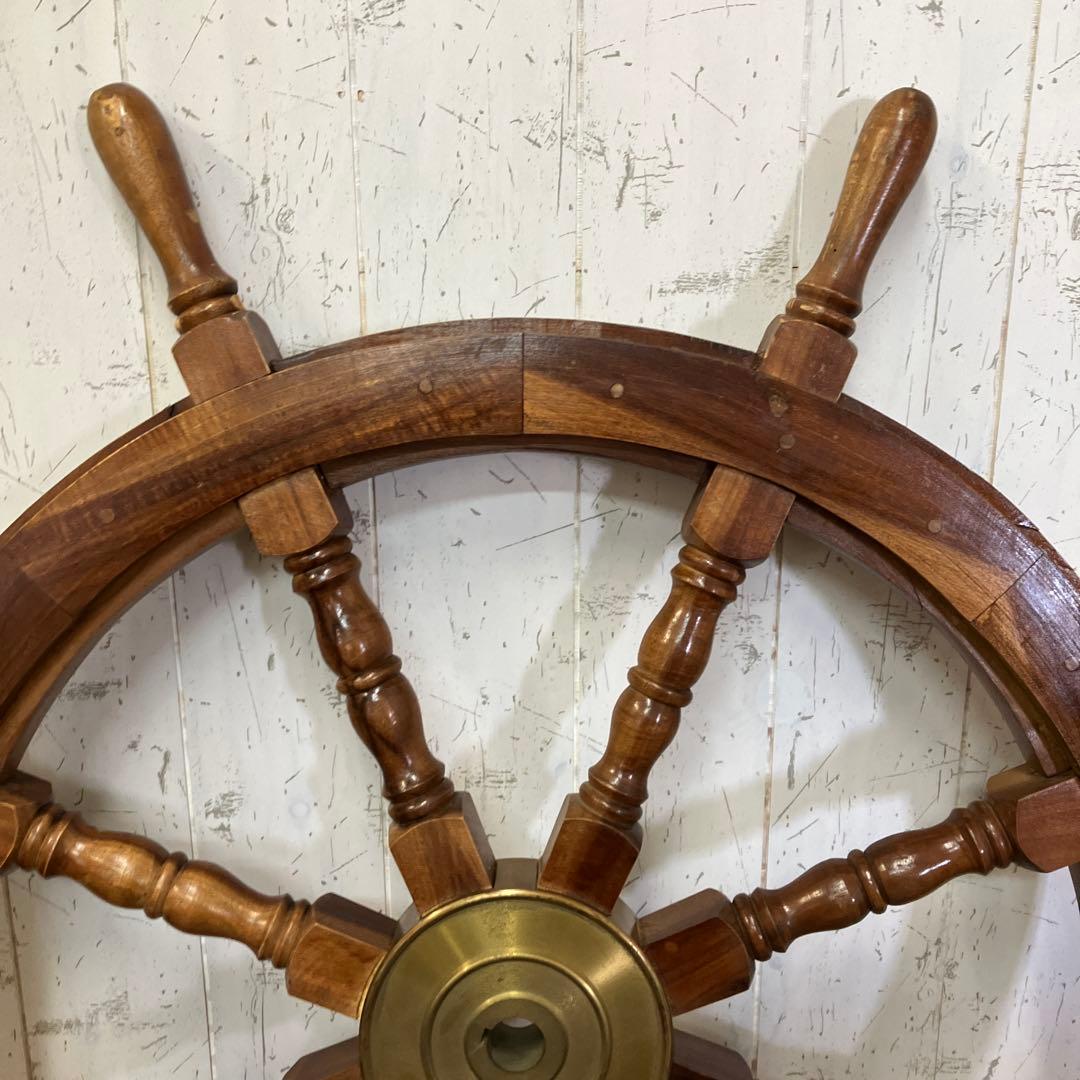 A-1 木製 船の舵輪 8本ハンドル マリンインテリア 操舵輪 ラット ハンドル