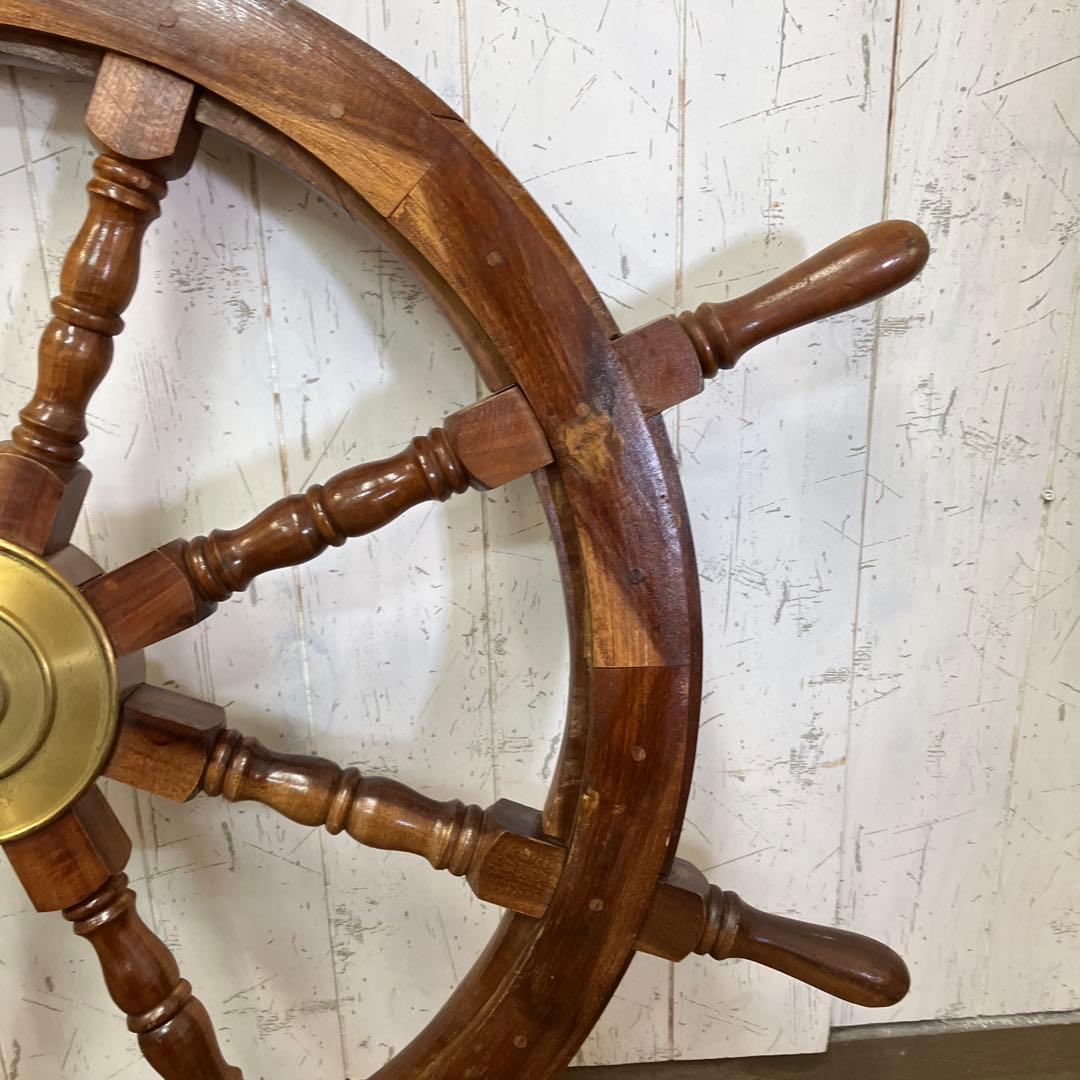 A-1 木製 船の舵輪 8本ハンドル マリンインテリア 操舵輪 ラット ハンドル