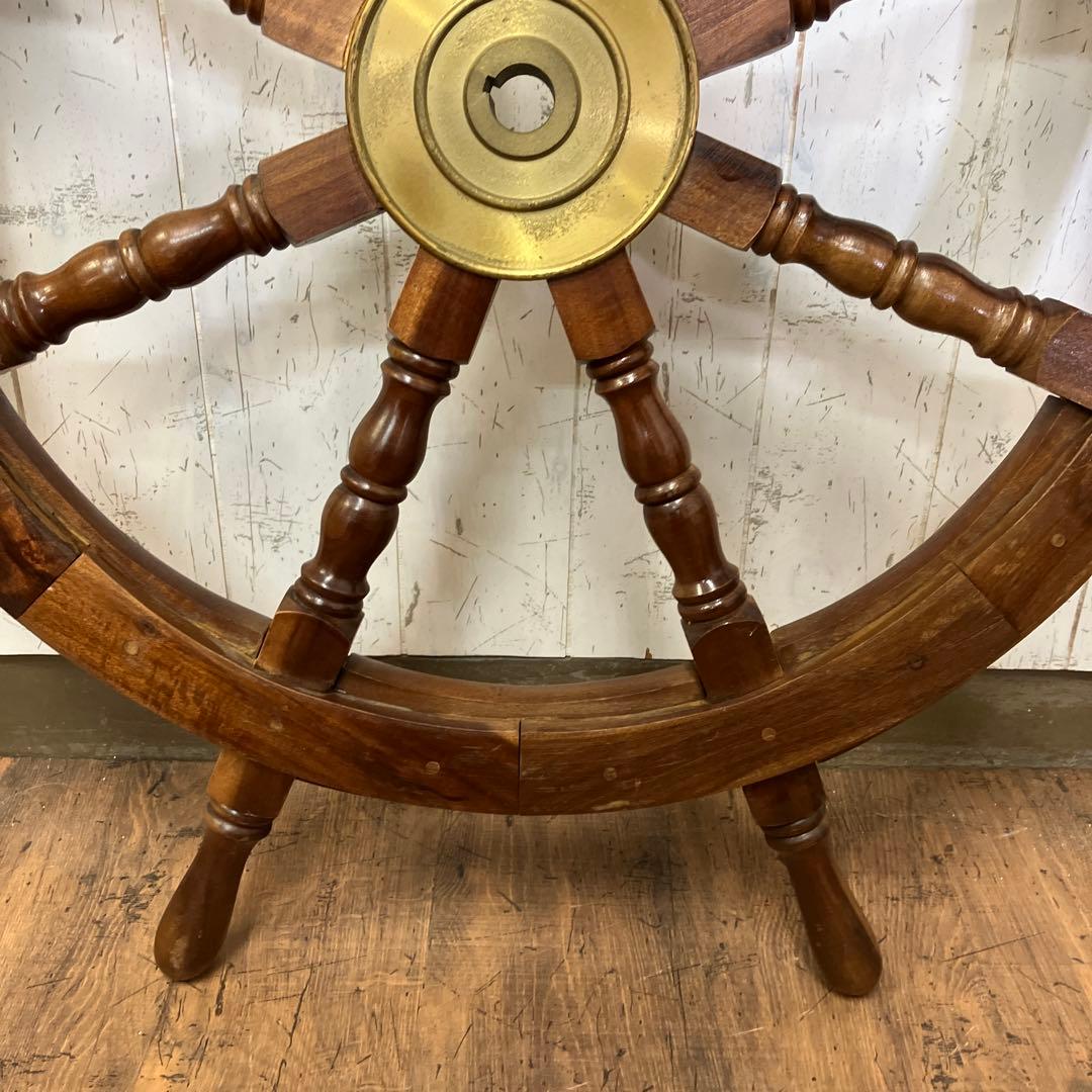 A-1 木製 船の舵輪 8本ハンドル マリンインテリア 操舵輪 ラット ハンドル