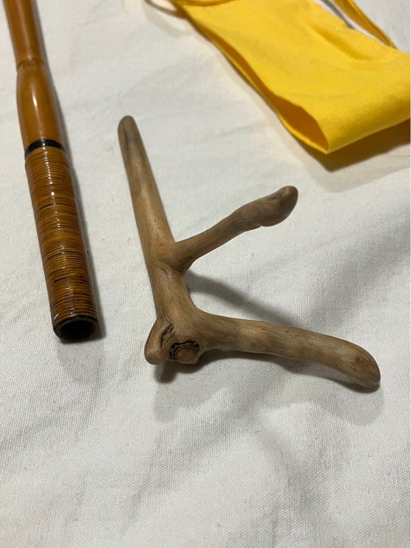 へら釣り用竿掛けらっきょ竹➕天然木万力