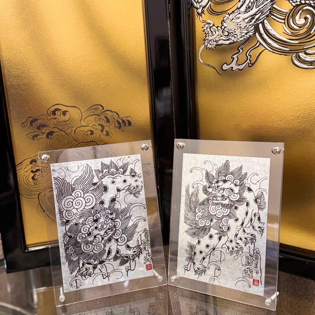 唐獅子・2点組み・和彫・リフレクトプリント