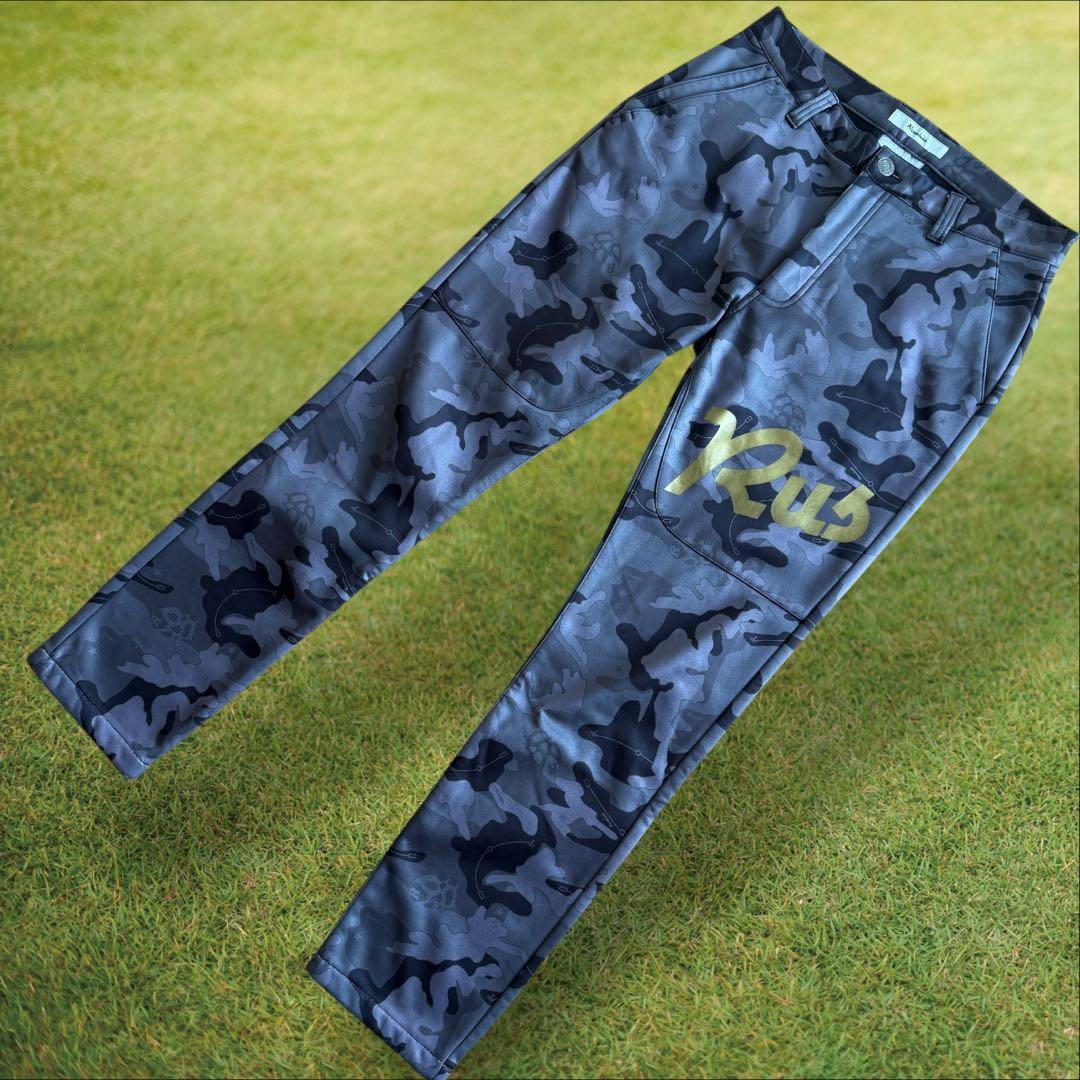 裏起毛　ラッセルノ　パンツ　迷彩　総柄　M〜L相当　白　黒　グレー　蓄熱　暖パン