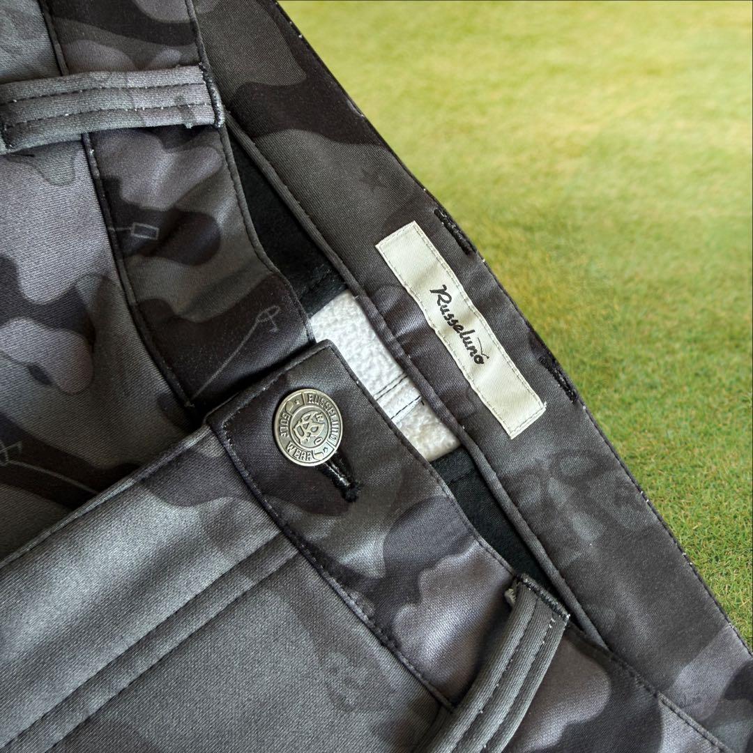 裏起毛　ラッセルノ　パンツ　迷彩　総柄　M〜L相当　白　黒　グレー　蓄熱　暖パン