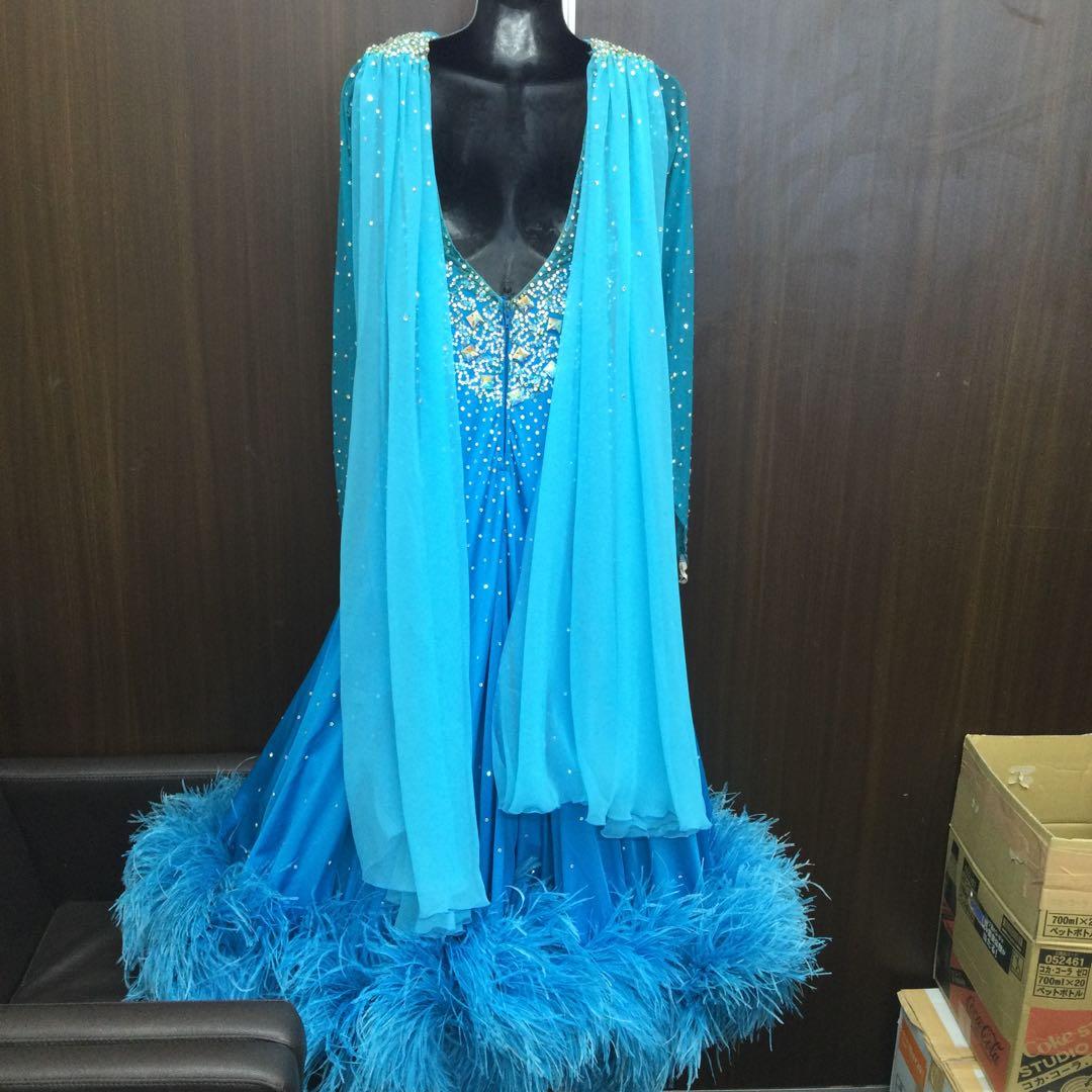 社交ダンス ワンピースドレス 7〜9号位 フェザー