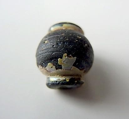 ★P0701★古代ローマ　上質美形　銀化　ガラスビーズ　襟付　金パティナ