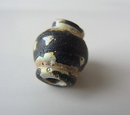 ★P0701★古代ローマ　上質美形　銀化　ガラスビーズ　襟付　金パティナ