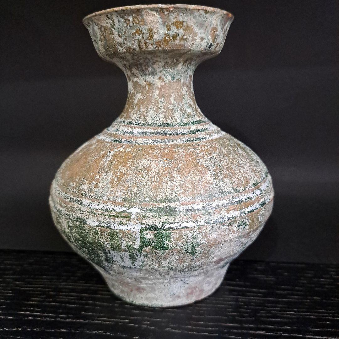 お値下げ中　　発掘品　中国古玩　緑釉銀化　古壺　　一世紀頃　漢時代