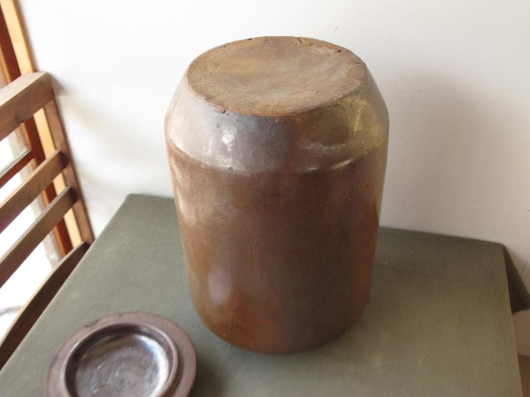 ☆　古道具　陶製　蓋付き　甕（かめ）　昭和レトロ　希少　☆