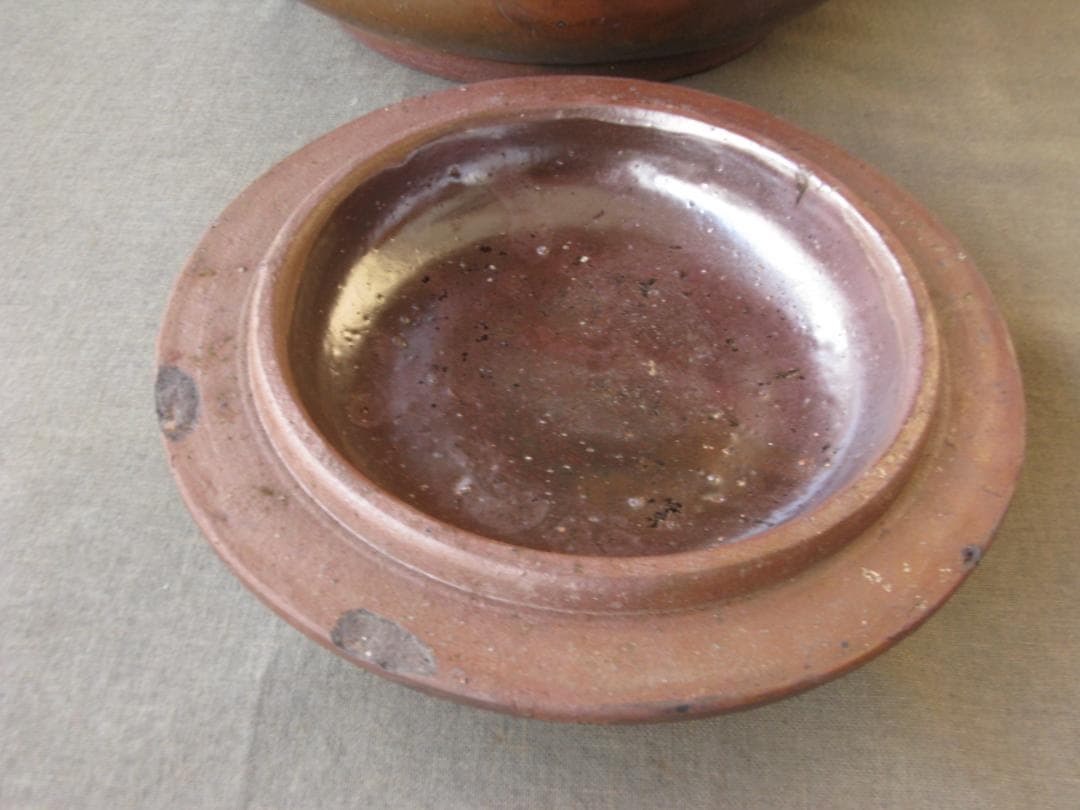 ☆　古道具　陶製　蓋付き　甕（かめ）　昭和レトロ　希少　☆