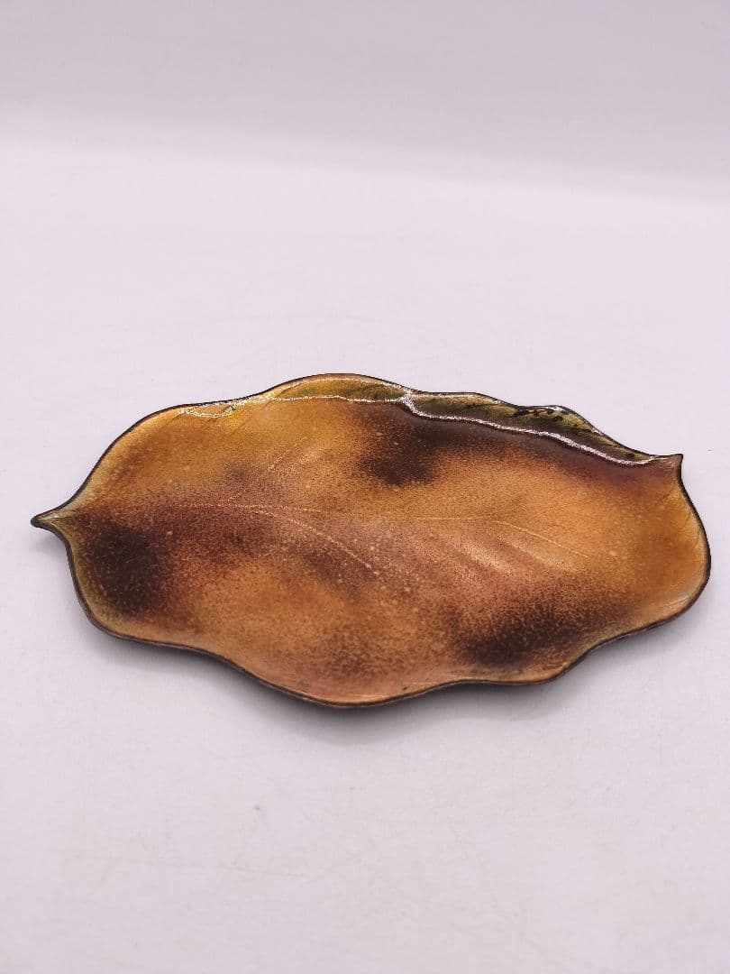 c597 銘々皿 七宝 木の葉 佐藤田保 木箱 茶道具 古物