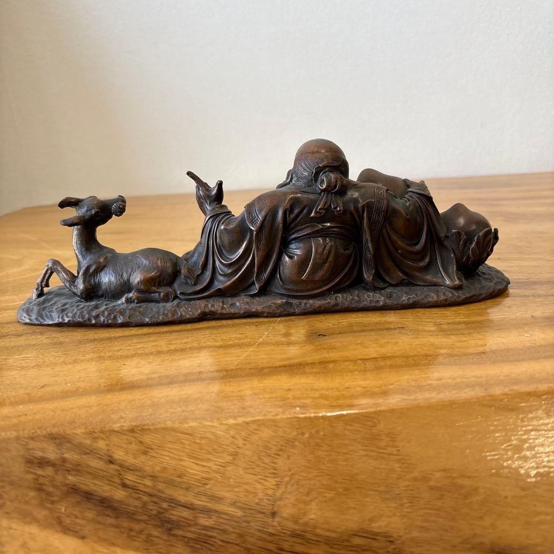 鹿　仙人　寿老人　置物　銅製インテリア