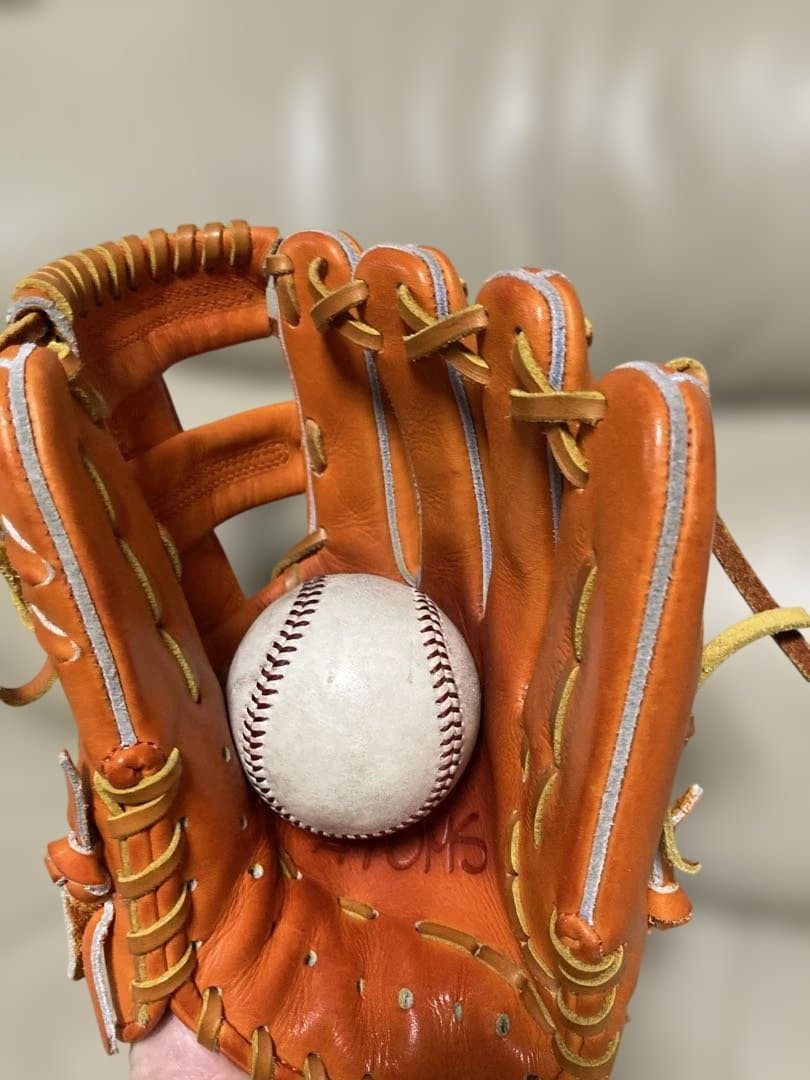 日本製28cm ATOMS アトムズ　硬式内野　AGL-501 オレンジ【美品】