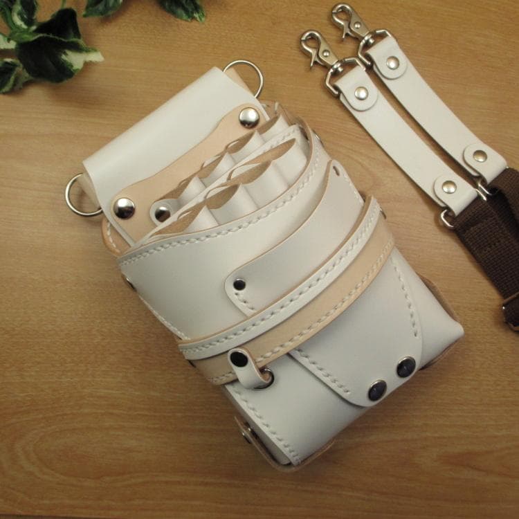 【トリマー向き】 ８丁　ホワイト＆ナチュラル　シザーケース　TSC-13/CWB