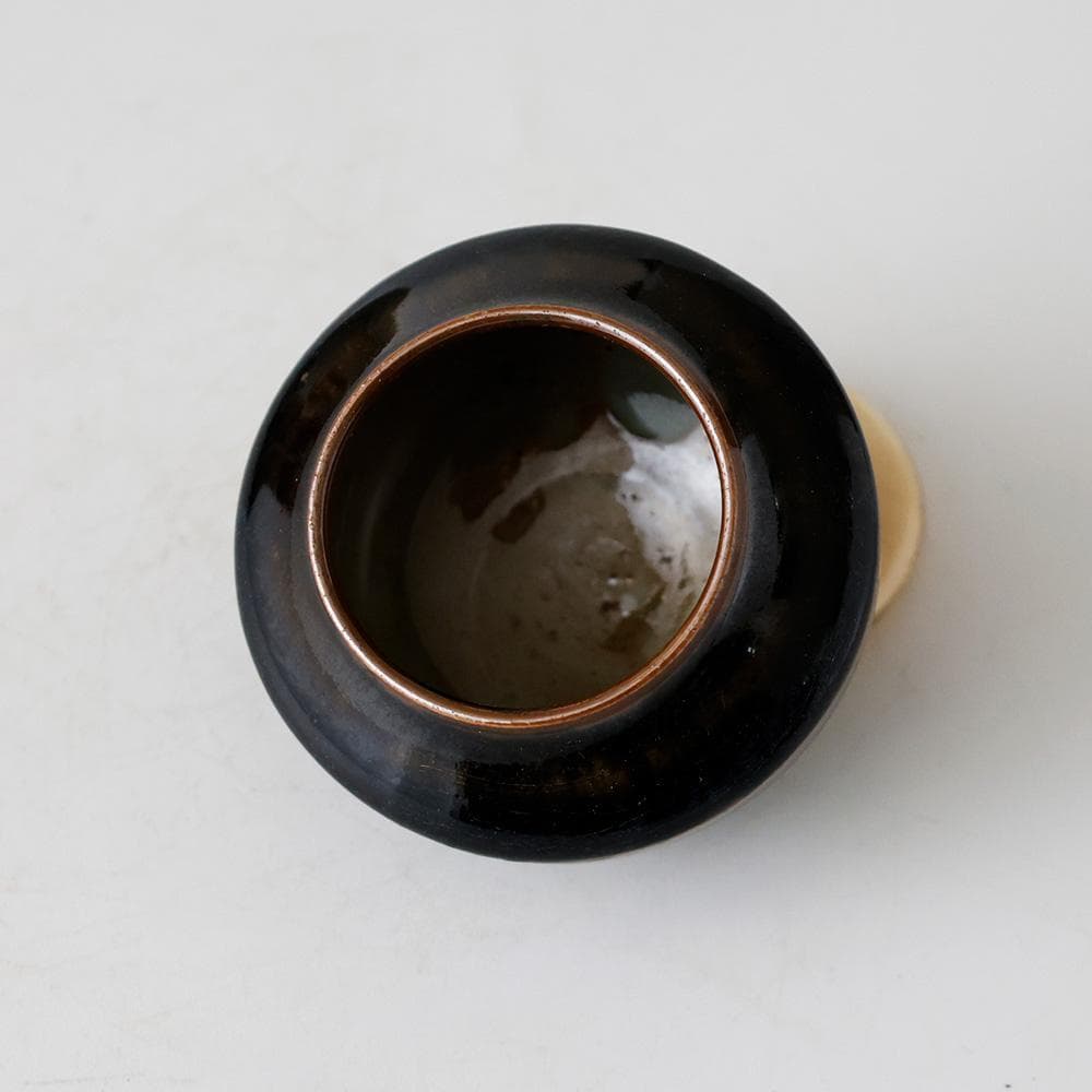 【名品】古瀬戸 茶入 糸切底 時代物 渋い鉄釉 景色抜群 仕覆 蓋付 茶道具合箱