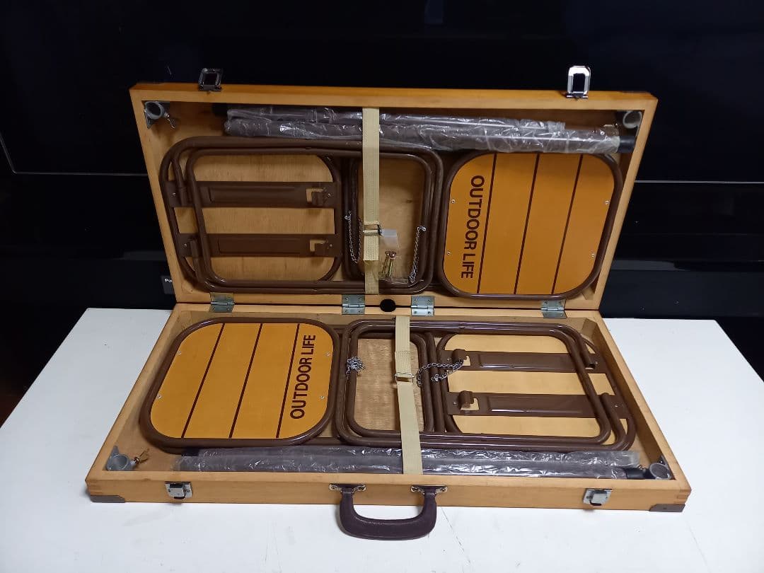 美品　OUTDOOR LIFE　ウッド　キャンピング　テーブル　チェア　セット