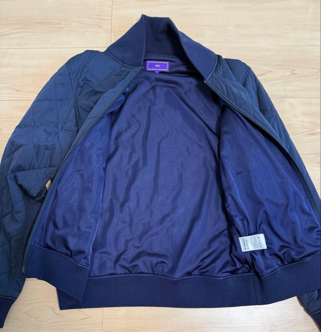 ビームスゴルフ　ダイヤキルティングジャケット　L　ネイビー　ストレッチ　刺繍