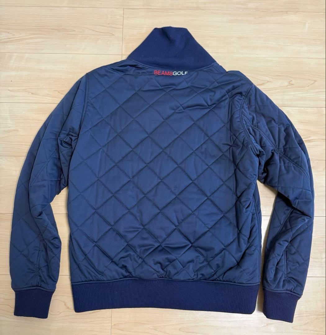 ビームスゴルフ　ダイヤキルティングジャケット　L　ネイビー　ストレッチ　刺繍