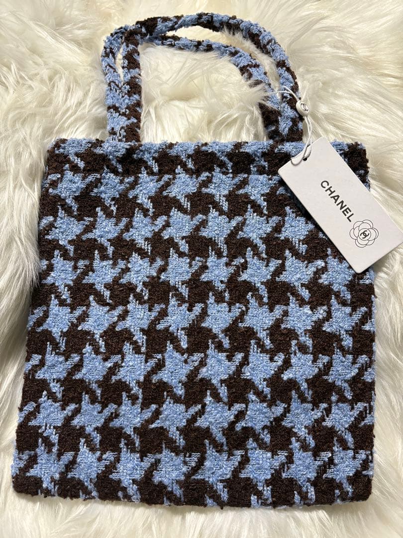 サ*ラ様 シャネル CHANEL 千鳥 ブルー スパンコール トートバッグ／#0