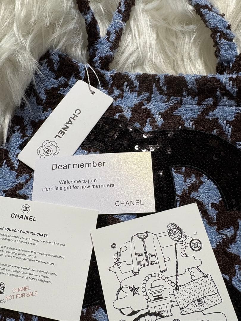 サ*ラ様 シャネル CHANEL 千鳥 ブルー スパンコール トートバッグ／#0