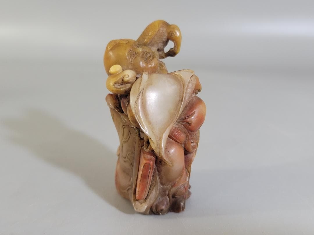 中国 古い 石彫刻 置物 台付