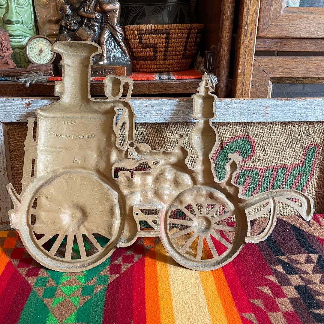 希少品！70sアメリカアンティーク1970年汽車の鉄製壁掛け　USAヴィンテージ