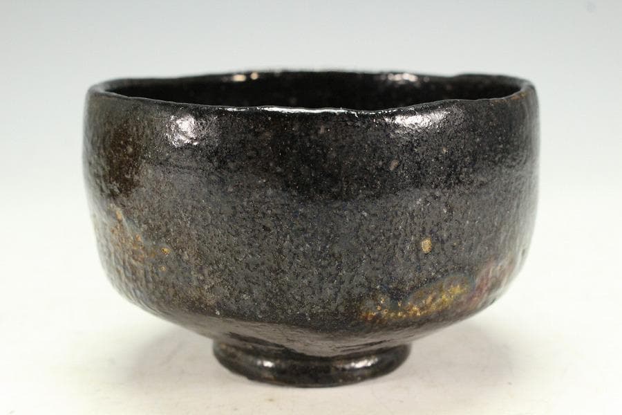 茶道具 四代 清水六兵衛 六居作 黒楽 富士茶碗 共箱(K-XA950)