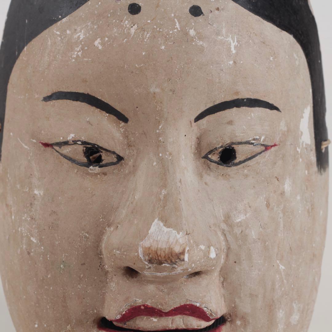 古い 木彫面 田楽面？ 神楽面？ 古道具 古美術 アンティーク オブジェ