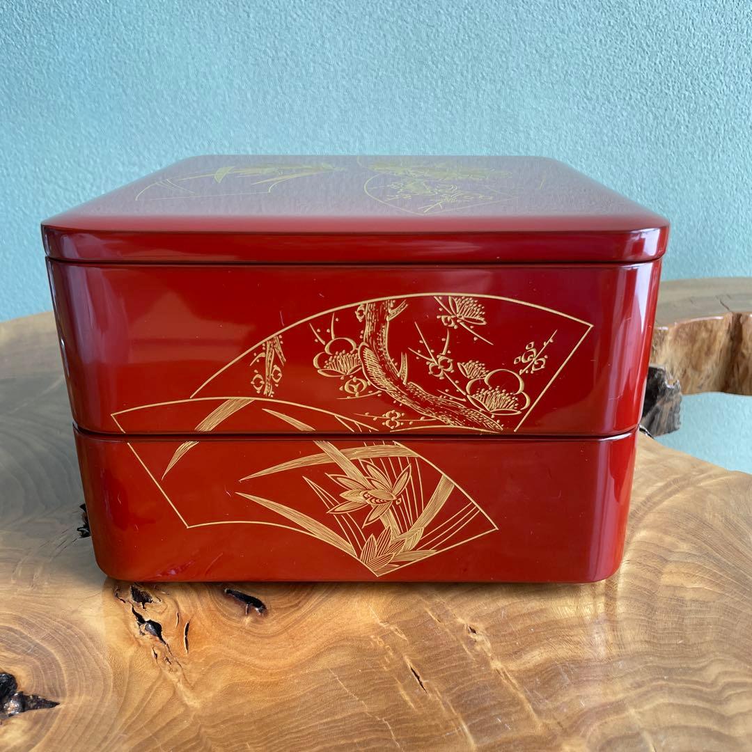 輪島塗 沈金 二段重 四君子 お重 漆器 定価70.000円