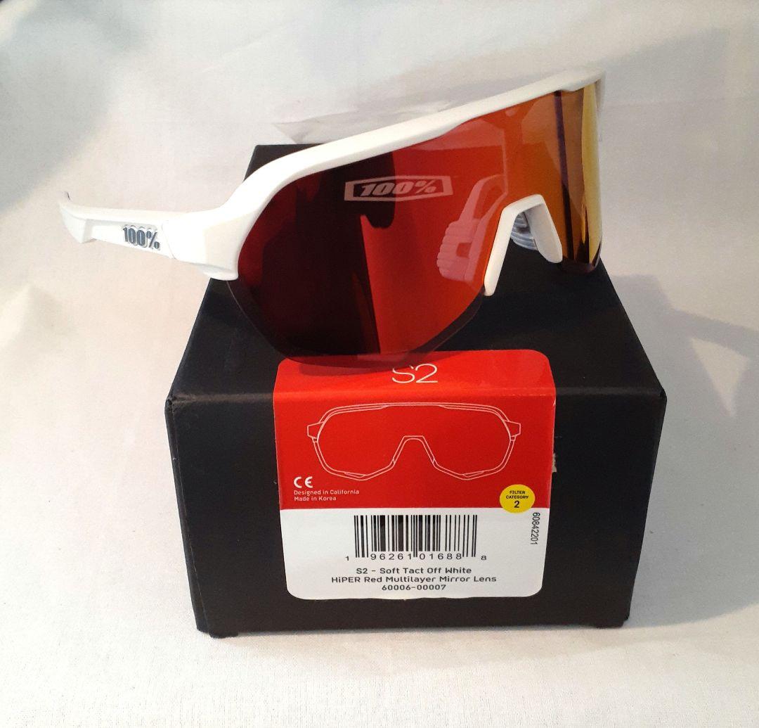 100% S2 ホワイト レッドミラーレンズ ワンハンドレッド サングラス