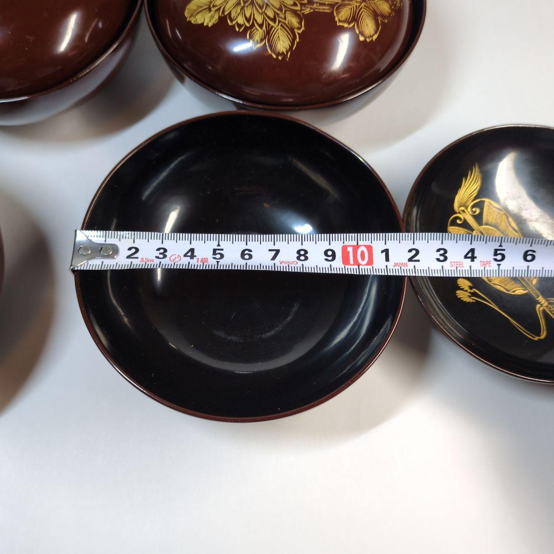 輪島塗　沈金　碗　9客セット　骨董　アンティーク　茶碗