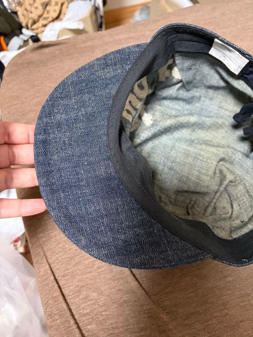 WMMW 吉田美和　キャスケット帽デニム生地　ブローチ付き