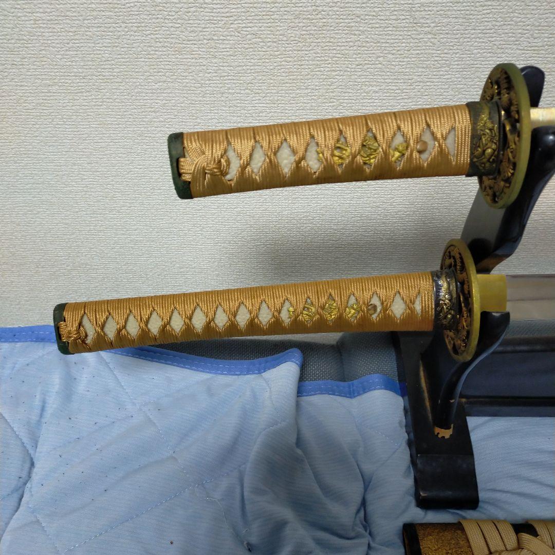 居合刀　模造刀　日本刀　刀剣　鮫皮 透かし鍔　大小二本　刃紋